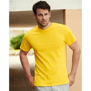 Men's Yellow Cotton T-<b>Shirt</b> Short Sleeve O-Neck Regular Fit Casual Jersey Knit Solid Color Blank Design - Product Image 1