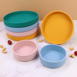 Assiette en silicone personnalisée de qualité alimentaire, ensemble réutilisable, compatible micro-ondes, plat de cuisson, bol pour animaux de compagnie, design minimaliste nordique - Product Image 4