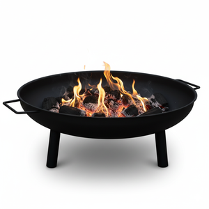 Brasero en acier noir avec finition thermolaquée et poignées pour le chauffage de patio, accessoires de barbecue HD - Product Image 1