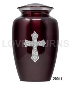 โกศบรรจุอัฐิมนุษย์-ขนาดใหญ่ ลายกางเขนทางศาสนา สีแดงอมน้ำตาล สำหรับผู้ใหญ่ทุกเพศ - Product Image 1