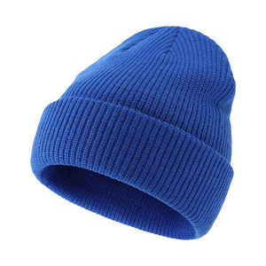 Vente chaude Solide Couleur Hiver Chaud Manchette Patch Broderie logo Hiver Tricoté Designer Personnalisé Bonnet Conception - Product Image 6