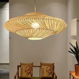 โคมไฟระย้าหวายไม้ไผ่สไตล์โบฮีเมียนโบราณโคมไฟเพดานทรงกลมสำหรับตกแต่งบ้านสำหรับห้องนั่งเล่นและโรงแรมรีสอร์ท - Product Image 1