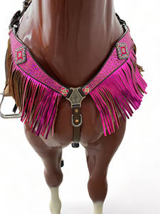 Imprimé Rose Léopard Cheval Tack Bride Western Argentine Cuir Headstall Collier De Poitrine Perlé Avec Plastron - Product Image 4