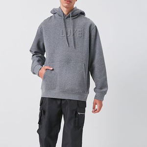 Dec Oem Custom Fall Hombres Ropa Jumper Corded Hood Sweatsuit Youth Adult Grey Grueso Algodón Sudadera Unisex Sudaderas con capucha en relieve - Product Image 4