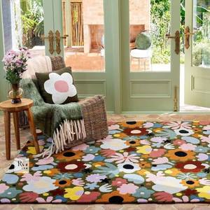 Alfombra Jardin de lana persa multicolor, Alfombra de pelo bajo con mechones a mano, diseño Floral, Hogar Moderno, dormitorio, sala de estar, suelo - Product Image 3