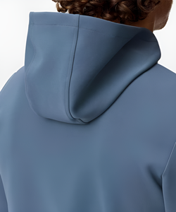 Sweat-shirt à capuche bleu pour homme, coupe classique, couleur unie, respirant, 100% coton biologique, poche, manches longues, décontracté, hiver - Product Image 3
