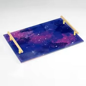 Bandeja de servicio navideña de diseño personalizado, bandeja de esmalte con pegatina de estilo único con asa, bandejas decorativas al por mayor - Product Image 5