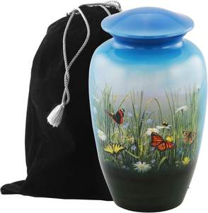 Urna de cremación pintada estética de mariposa, urna de Metal asequible, pintada a mano, sólida para cenizas, urna de cremación para adultos, tamaño personalizado - Product Image 6