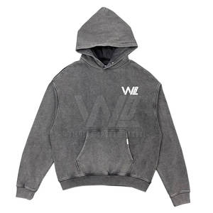 Diseño personalizado de alta calidad lavado ácido hombres sudaderas con capucha sólido Casual de talla grande lavado ácido sudaderas con capucha nueva llegada - Product Image 1