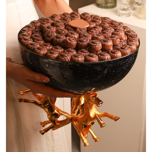 Centre de table de conception attrayante bol de service à chocolat en métal présentoir à chocolat antique avec piédestal en bois au prix d'usine - Product Image 6