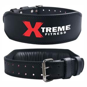 Ceinture de musculation en cuir de vachette respirante et résistante, rembourrée, soutien lombaire, trous réglables pour l'entraînement en salle de sport, soulevé de terre - Product Image 1