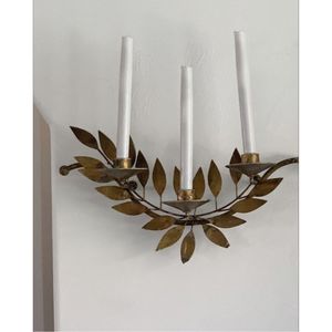 Vente en gros d'usine, porte-bougie mural en fer doré, applique murale florale en métal, décoration murale intérieure de luxe - Product Image 1