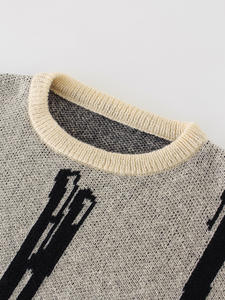 Pull en jacquard à col rond respirant anti-rides et anti-rétrécissement, motif à épaules tombantes, hiver automne - Product Image 5