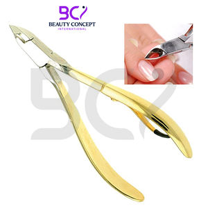 Vente en gros de pinces à cuticules courbées en acier inoxydable plaqué or, multifonctionnelles, professionnelles, durables, à large ouverture de mâchoire - Product Image 3