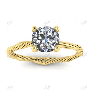 Bague de fiançailles tressée ronde en or massif Unique, bracelet torsadé, bijoux Moissanite, bague de mariage délicate personnalisée, offre spéciale - Product Image 3