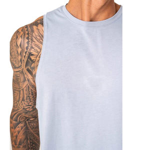 Venta al por mayor de alta calidad cuello redondo gimnasio camisetas sin mangas para los hombres Casual Muscle Fit Fitness dobladillo curvo Poly algodón camiseta sin mangas para los hombres - Product Image 2