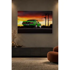 Impression sur toile Fida Green Camaro SS au coucher du soleil - Product Image 3