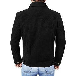 Veste tendance en cuir de qualité supérieure pour hommes Veste en cuir suédé de qualité supérieure douce au toucher entièrement doublée en daim noir style jean - Product Image 2
