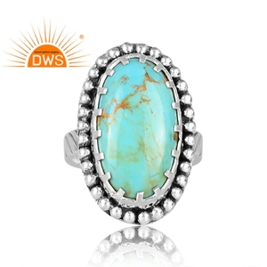 Latest Trending Sterling Silver Natural Kingman <b>Turquoise</b> Gemstone Stackable <b>Ring</b> for Women Bezel Setting Party Custom Jewelry - Product Image 3