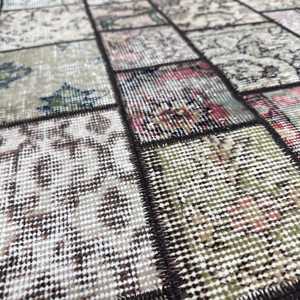 Turkish Vintage Rug, 2.6x7.4 ft Rug, <b>Brown</b> Camouflage <b>Wool</b> Rug - Product Image 5