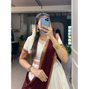 Diseñador Poly Cotton Lehenga Choli Heavy Chex con Zari Weaving Work para boda Fiesta Ropa nupcial Vestido Traje - Product Image 6