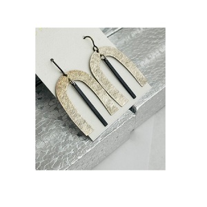 Boucles d'oreilles ovales en laiton plaqué or, bijoux fantaisie, texture gaufrée New York, pour filles modernes, nouveauté 2022 - Product Image 3