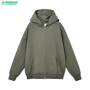 Wholesale Best Quality Full Zip Hoodie Heavyweight Custom Design Solid Colors 100%Cotton Fleece Breathable Hoodies & Sweatshirts - Product Image 5