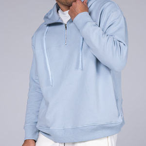 Sudadera con Capucha Orgánica de Media Cremallera para Hombre, Sudadera de Algodón y Felpa, Sudaderas Personalizadas con Capucha, Sudadera Holgada con Capucha - Product Image 1