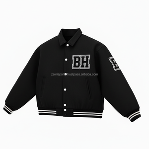 Veste universitaire en laine de qualité supérieure 480 GSM tissu de laine douce noir blanc côtes poignets personnalisé Chenille Logo Design femmes veste universitaire - Product Image 4