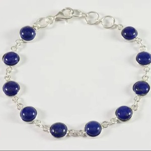 Pulsera de Piedra de Lapislázuli Natural en Plata de Ley 925, Estilo Clásico Unisex, Cadena y Eslabones, para Regalo en Ocasiones Especiales - Product Image 2