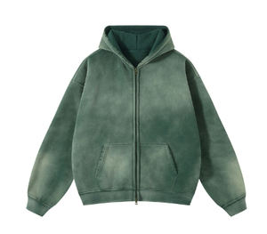 <b>Vintage</b> 100% Cotton <b>Oversized</b> Hoodie for Men/Women Distressed Washed Casual Autumn/Winter Plain Color Hooded Heavyweight ODM - Product Image 4