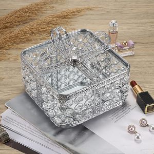 Elegant Silver-Plated Crystal <b>Gift</b> <b>Box</b> with Decorative Bow for Wedding Favors and Bridal <b>Gifts</b> - Product Image 3