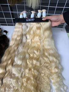 2024 Venta caliente Super doble dibujado Natural ondulado liso Rubio Color extensiones de cabello de alta calidad a granel 60 - Product Image 5