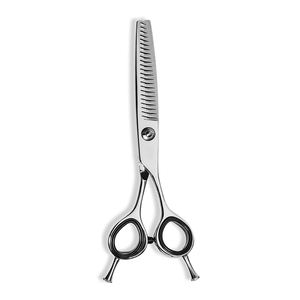 Ciseaux à effiler les cheveux en acier métallique poli miroir Ciseaux à effiler avec repose-doigt et anneau en caoutchouc noir - Product Image 6