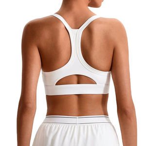 Seamless Nylon Spandex Racerback Plaid Sports <b>Bra</b> Women High Support Eco-Friendly Breathable Fitness Training Yoga Activewear - Product Image 4