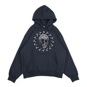 100% coton pull à capuche strass logo sweats à capuche hommes pull en vrac surdimensionné sweat à capuche 2024 - Product Image 1