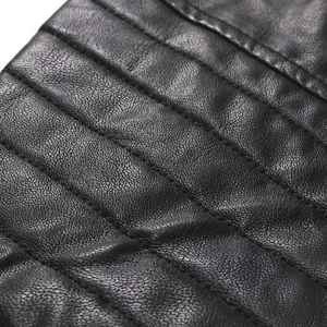 Hombres Casual Invierno OEM Venta al por mayor de moda para el proceso en bruto Chaqueta de cuero de oveja genuina Cierre de cremallera marrón Tela de lana - Product Image 3