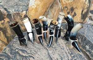 Cuerno para beber de latón Vintage antiguo de gran capacidad con soporte Diseño de animales náuticos Técnica de pulido de moldeo inspirado en vikingo - Product Image 2