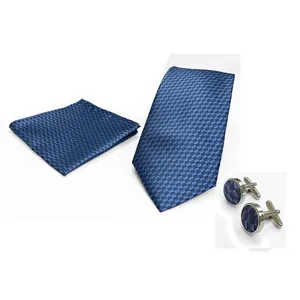 2023 New Stylish Design Micro Woven Polyester Tie Cufflinks Gift Box Set For Men's Formal Wear At Lowest Price