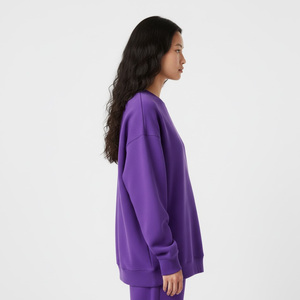 Sudadera Lisa para mujer, proveedor de fábrica OEM, venta al por mayor, jersey de manga larga de lana hecho a medida, ropa de calle de moda, Top informal - Product Image 3