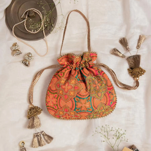 Sac Potli de mariée fait main, sac à main ethnique brodé pour femmes, fête de mariage, vente en gros - Product Image 1
