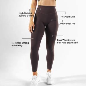 Mallas de entrenamiento de gimnasio de secado rápido personalizadas de Spandex/nailon, pantalones de Yoga de cintura alta, mallas de Yoga para levantamiento de glúteos para mujer - Product Image 6