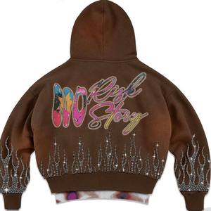 เสื้อฮู้ดแฟชั่นยูนิเซ็กซ์ ประดับคริสตัลวิบวับ สไตล์ฮิปฮอป สตรีทแวร์ ผ้าฝ้าย 100% สำหรับฤดูหนาว ดีไซน์พรีเมียม - Product Image 5