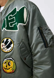 Veste de sport en toile écologique coupe-vent pour homme, design brodé fin, fermeture éclair en polyester, printemps - Product Image 4