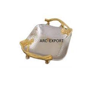 Fait de métal argenté et de couleur argentée avec feuille concevant un grand plateau moderne pour le plateau de service alimentaire le plus vendu au prix le plus bas - Product Image 6