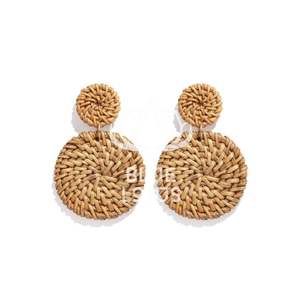 HOT SALE Blue Lotus 2025 Rattan Earrings Handmade Natural Jewelry for Boho Chic Style Lovers - Product Image 1