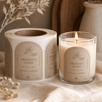 Étiquettes personnalisées pour bougies en papier texturé blanc de luxe, haute adhérence pour les pots de bougies à la cire de soja
