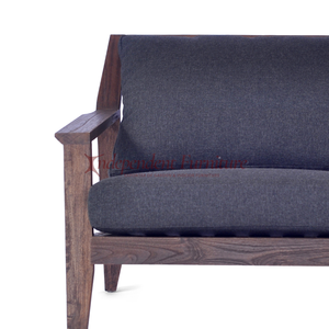 Sofá minimalista moderno para exteriores, silla de madera rústica de teca marrón con cojín cómodo para el hogar, el hotel o el jardín - Product Image 5