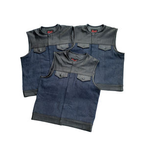 Nuevo diseño personalizable Reversible tela de poliéster clásico Vintage motocicleta cuero chaleco botón decoración invierno a prueba de viento - Product Image 6