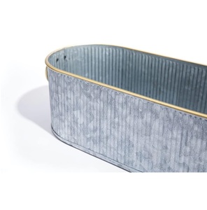 เครื่องปลูกต้นไม้เหล็กชุบสังกะสีทรงรีสำหรับบ้านสวนกลางแจ้งงานประดิษฐ์ทำมือสไตล์ใหม่ - Product Image 3